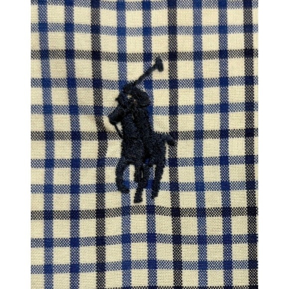 Polo Ralph Lauren Classic Fit Plaid Blue Button Down Shirt Mens Large Navy Pony - Picture 4 of 9